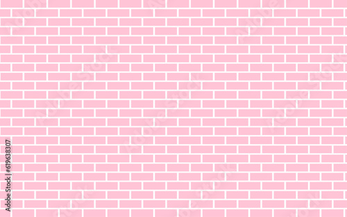 Exterior brick wall texture background. Horizontal view pink brick wall. Vector design.