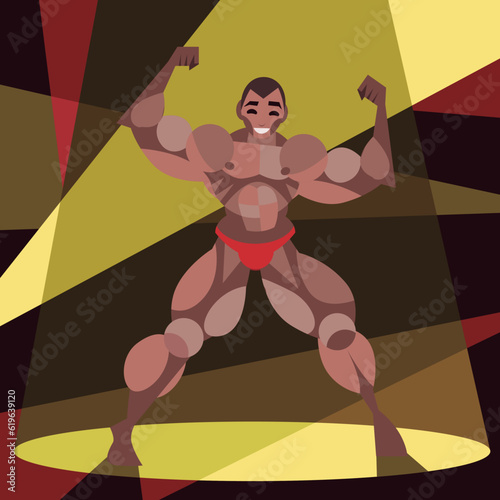 strong muscled bodybuilder in a competition