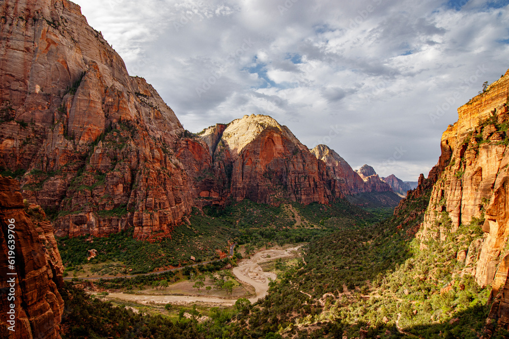 Landscape view of mountains and nature of Zion National Park Utah USA