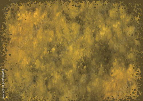 金の塗料を塗って周囲を散らした絵の具で囲んだテクスチャ