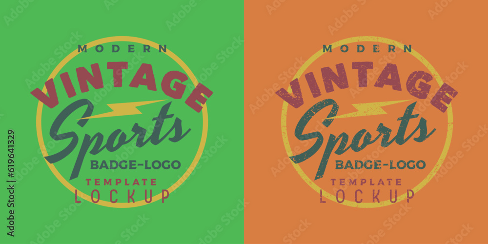 Modern vintage sports logo template in round shape badge
