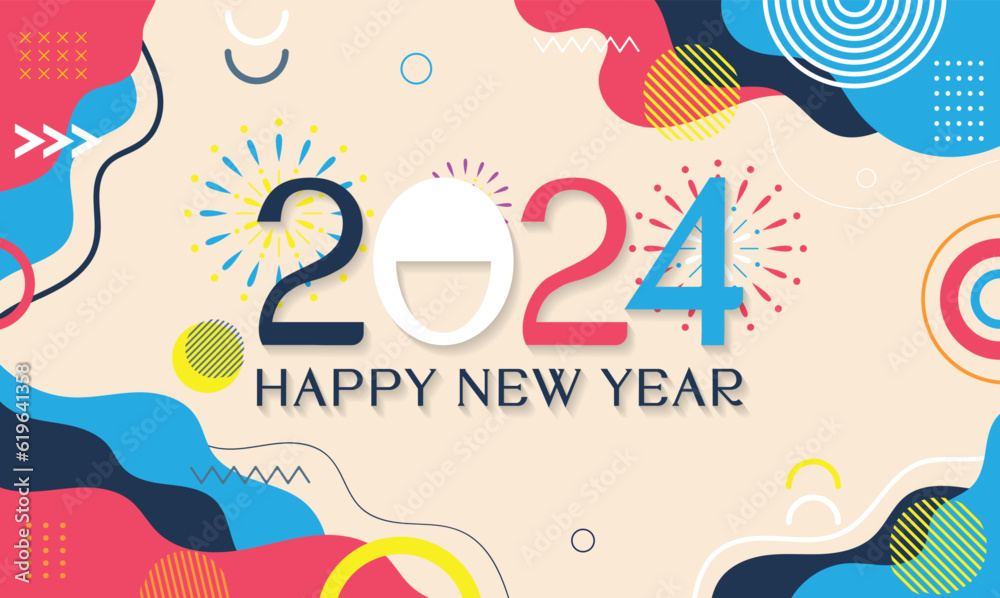 2024 design template, happy new year greeting card