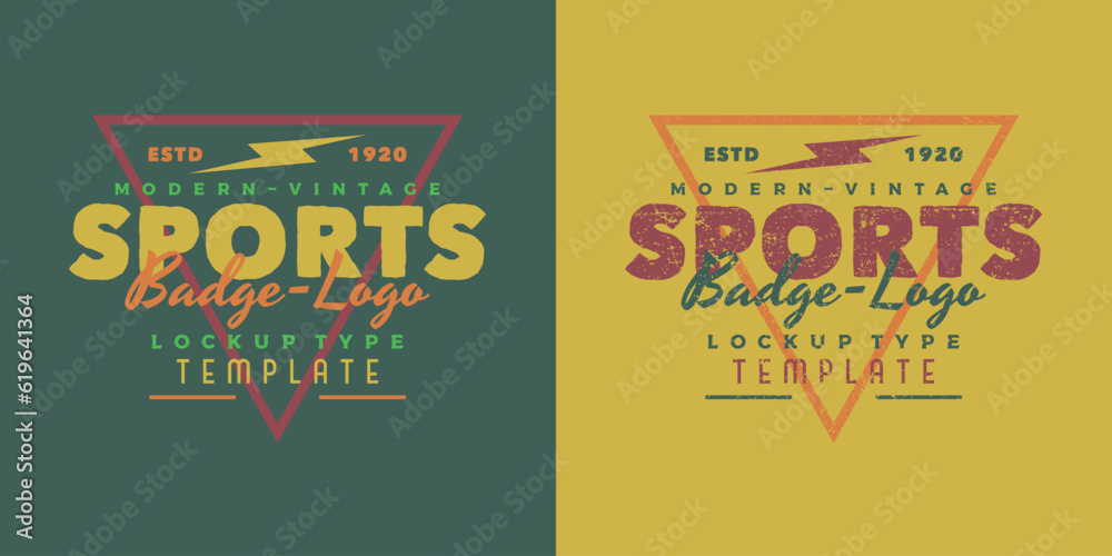 Modern vintage sports logo template in triangle shape badge