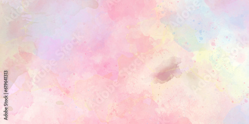   Pink watercolor background abstract watercolor background with watercolor splashes. Abstract seamless pink watercolor texture background. pink sky and watercolor background with abstract cloudy sky. © MdLothfor