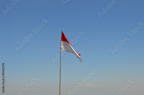 Indonesian Flag with the beautiful blue sky