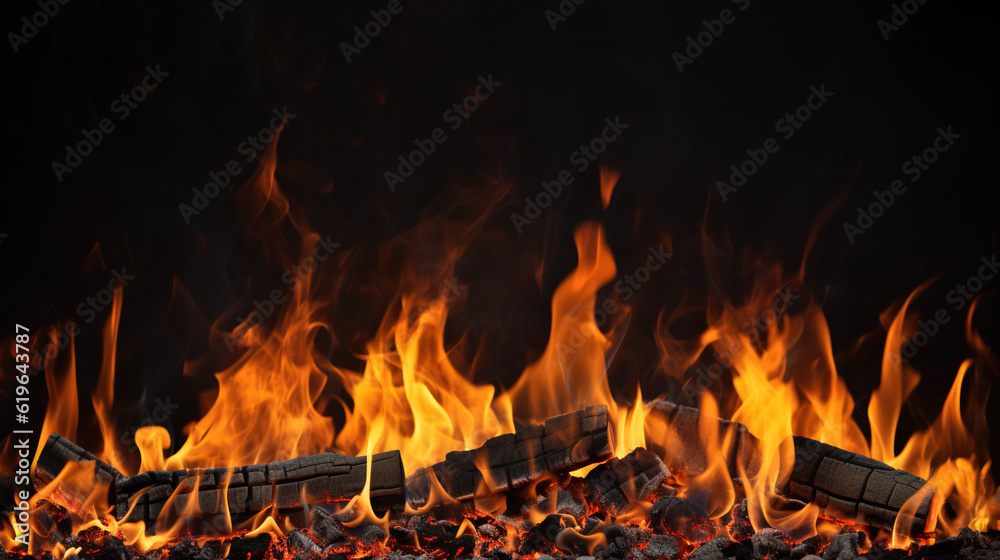 Blazing Hot Flames: A Captivating Display of Fiery Beauty on a Dark Canvas, Generative AI Blazing Hot Flames: A Captivating Display of Fiery Beauty on a Dark Canvas, Generative AI