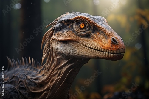 Close-Up of Velociraptor  Natural light  Generative AI