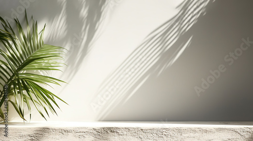 Serenity and Sophistication: Luxury Hygiene Product Podium Background with Palm Leaves, Generative AI