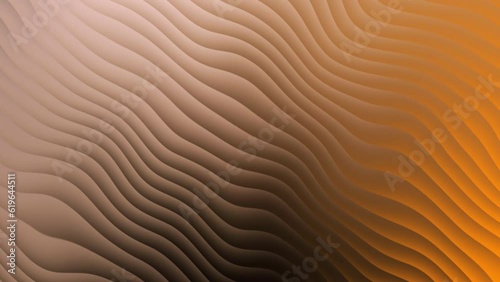 Abstract animated on orange brown  background.  Wave ripple ,curved lines motion on smooth liquid loop animation. Wavy stripes layout. 4K video background.