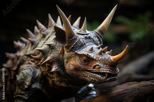 Close-Up of Styracosaurus, Natural light, Generative AI © Giantdesign