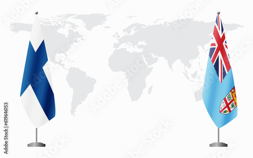 Finland and Fiji flags for official meeting