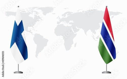 Finland and Gambia flags for official meeting