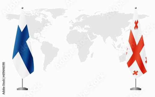 Finland and Georgia flags for official meeting