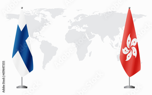 Finland and Hong Kong flags for official meeting