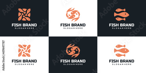 Set of fish modern logo collection
