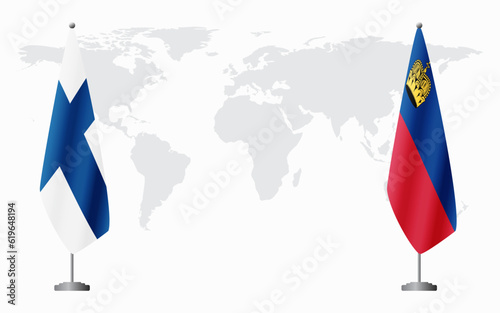 Finland and Liechtenstein flags for official meeting