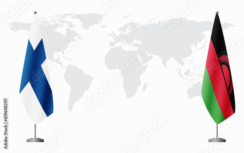 Finland and Malawi flags for official meeting