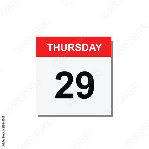 calender icon, 29 thursday icon with white background