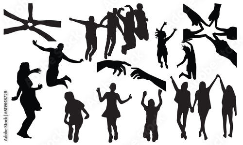 friend silhouette, dancing people silhouette, party people silhouette