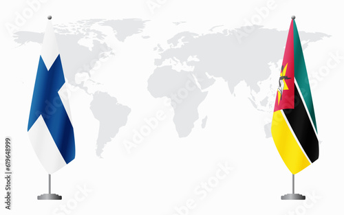 Finland and Mozambique flags for official meeting