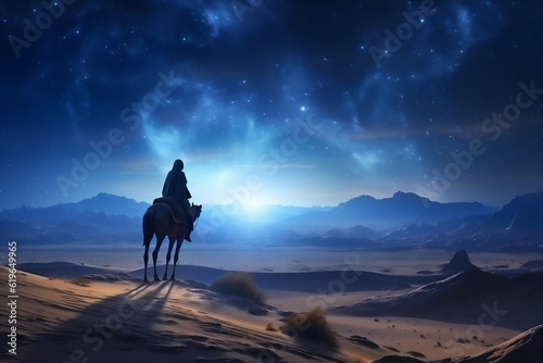 camels in the arabian desert in the night  create using generative AI tools