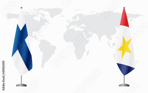 Finland and Saba flags for official meeting