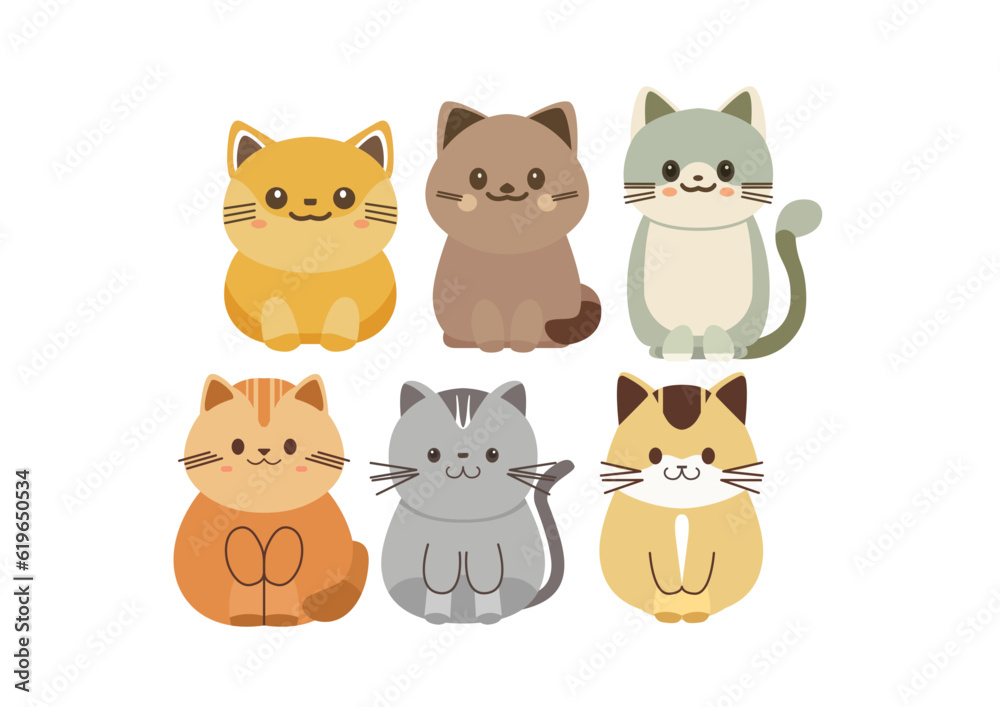 cute cat flat illustration colletion cute cat flat illustration colletion