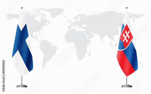 Finland and Slovakia flags for official meeting