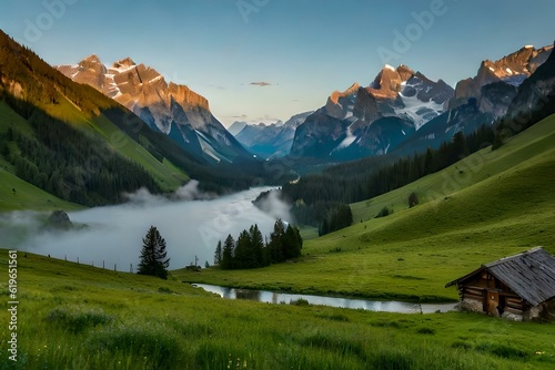 swiss mountains landscape generated ai