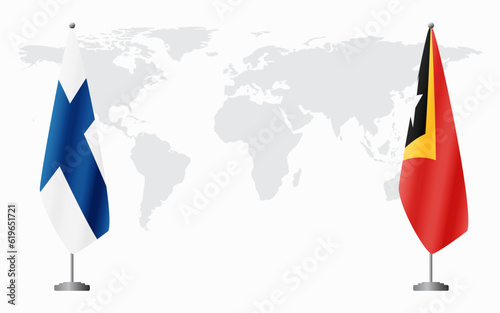 Finland and East Timor flags for official meeting