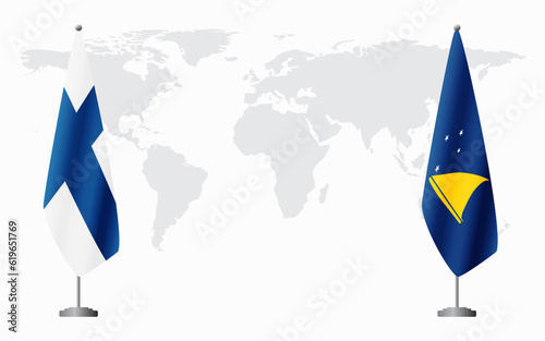 Finland and Tokelau flags for official meeting