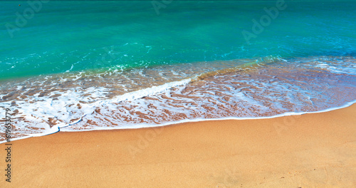 Sandy beach of seaside resort with clear water