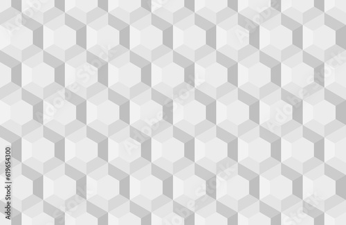 3D grey hexagons abstract geometric seamless pattern. Vector Repeating Texture.