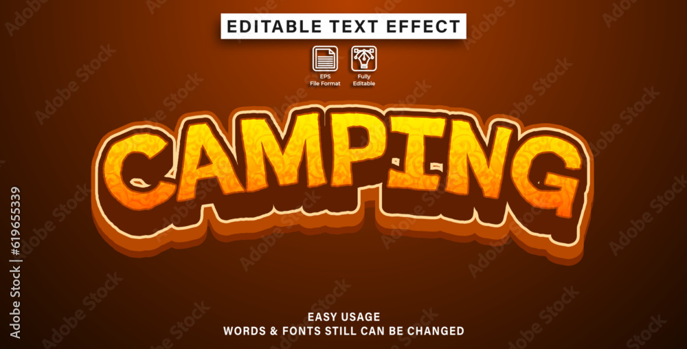editable text effect camping