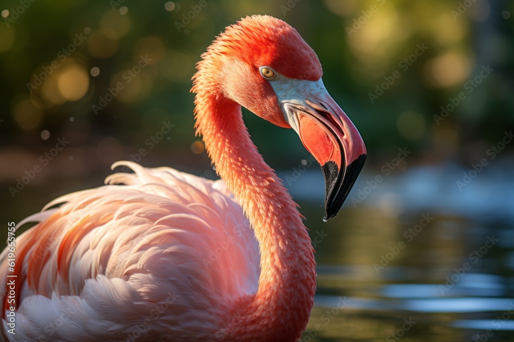 Obraz premium Photograph Of Flamingo Natural Light, Generative AI