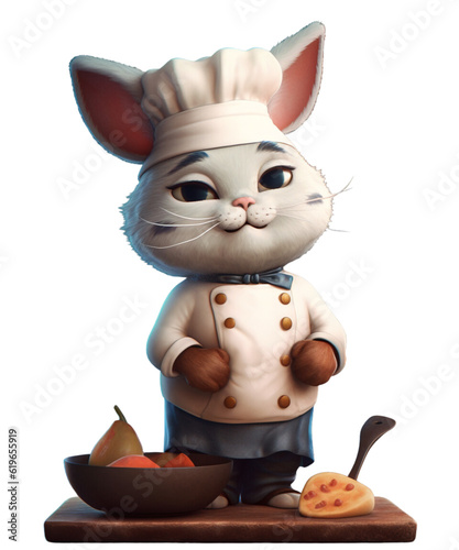 Untitled design - Chef Cat with fruits in a bowlCulinary Chef Cat Feline Animal Food Cook Cute Cat © Christian