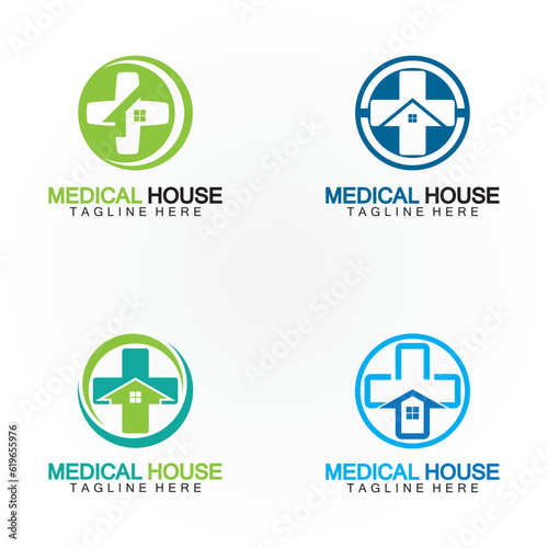 Medical house healthcare logo vector design template
