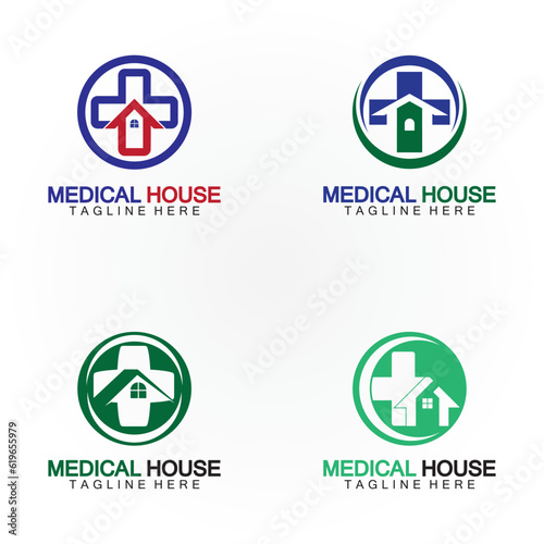 Medical house healthcare logo vector design template