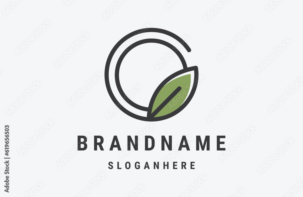 G leaf logo Design Template Vector line outline style G leaf logo Design Template Vector line outline style