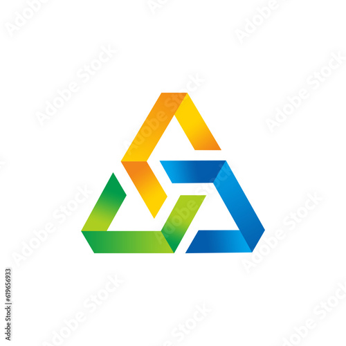 3d triangle colored business logo vector image
