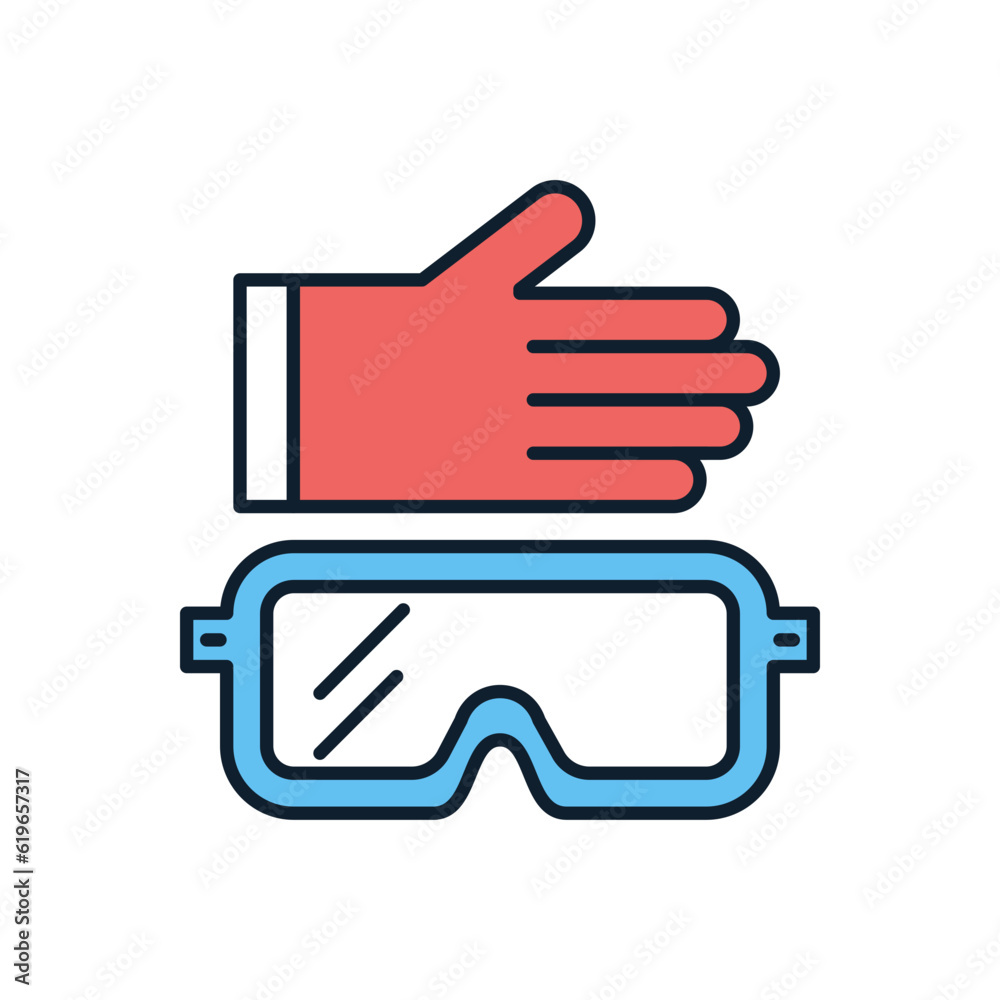 Protective clothing related vector icon. Glove and safety glasses. Protective clothing sign. Isolated on white background. Editable vector illustration Protective clothing related vector icon. Glove and safety glasses. Protective clothing sign. Isolated on white background. Editable vector illustration