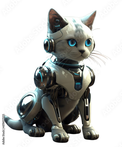 Untitled design - Robotic White CatScience Fiction Cat Robot Feline Animal Cute Cat