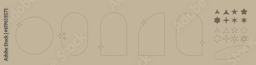 Arch frame aesthetic element, set simple frame and elements, simple aesthetic for you progect, template, poster.