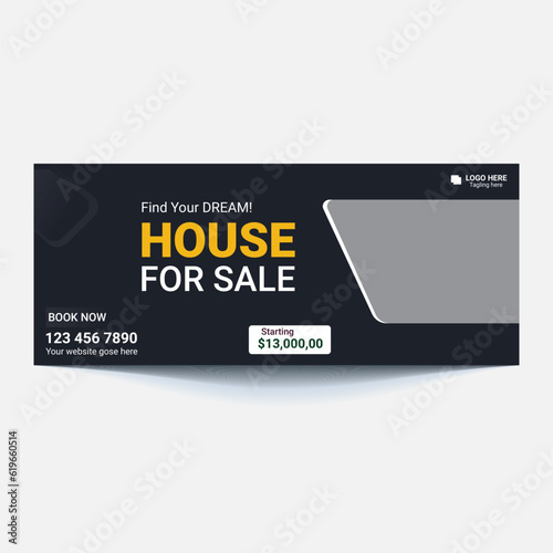 Dream Home for real estate social media cover banner template or web banner design, Elegant modern Home for sale social media banner.