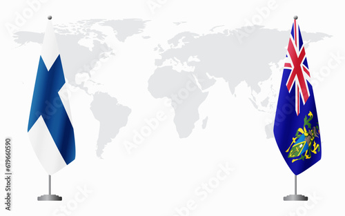 Finland and Pitcairn Islands flags for official meeting