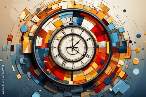 Abstract background with clock. Concept  time. Generative AI