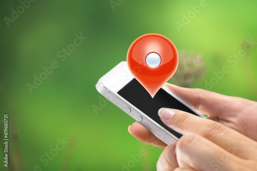 Local Map red Pin Marker on smartphone