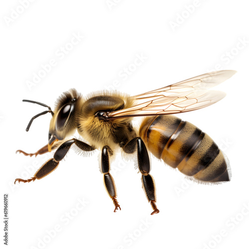 honey bee walking isolated on transparent background cutout