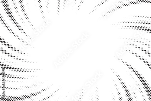 Halftone gradient sun rays pattern. abstract swirl halftone vector dots background. pop art, comic small dots. star rays halftone poster. shine, explosion. sunrise rays background.
