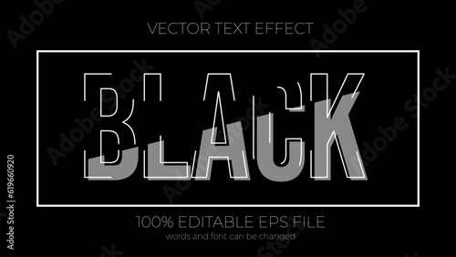 black editable text effect style, EPS editable text effect